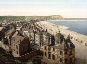 General view, Tréport, Normandy, France, ca 1890, Historical, digitally restored reproduction from