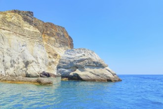 Milos island southern coast rock formations, Kleftiko, Milos Island, Cyclades Islands, Greece,