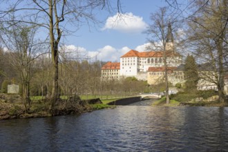 Weesenstein Castle with Müglitz, Müglitztal, Saxony, Germany, Europe