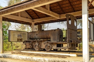 Historic steam locomotive Eloïse of the old narrow-gauge railway on the islands of Don Det and Don