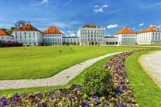 Flower bed in front of Nymphenburg Palace. Munich, Bavaria, Germany, Europe