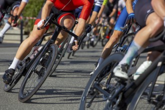 Close-up of a cycle race