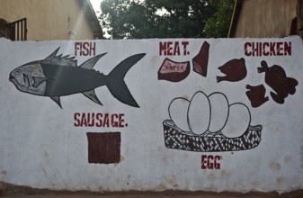 Mural painting representing food for carnivores Gambia