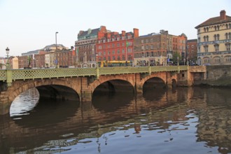 Grattan Bridge crossing River Liffey, Dublin city centre, Ireland, Republic of Ireland, 1870s,