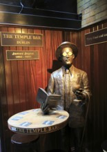 James Joyce 1882-1941 sculpture statue inside the Temple Bar pub, Dublin city centre, Ireland,