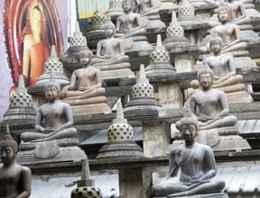 Buddha statues at Gangaramaya Buddhist Temple, Colombo, Sri Lanka, Asia