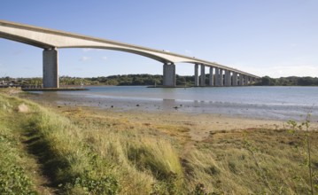 Orwell Bridge carrying the A14 trunk road over the River Orwell, Wherstead, near Ipswich, Suffolk,