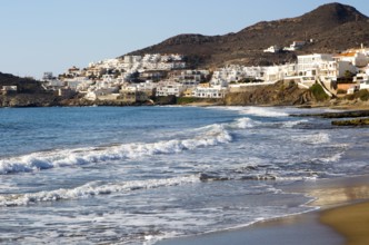 Beach and waves at San José, Cabo de Gata natural park, Almeria, Spain, Europe