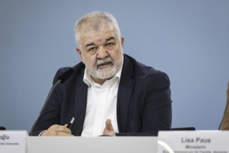 Gökay Sofuoglu, Federal Chairman of the Turkish Community in Germany, photographed at a press