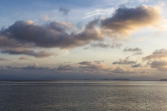 Evening blue sky over the sea in the marine reserve. Malaysia