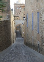 Narrow cobbled streets in medieval old town, Caceres, Extremadura, Spain, Europe