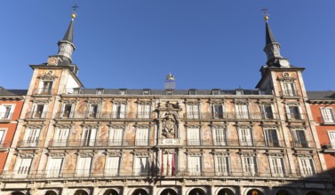 Plaza Mayor, Madrid, Spain designed 1619 Juan Gomez de Mora central square tourist attraction in