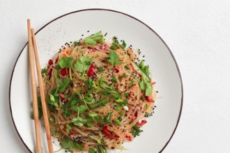 Funchosa, Korean salad, with vegetables, homemade, no people