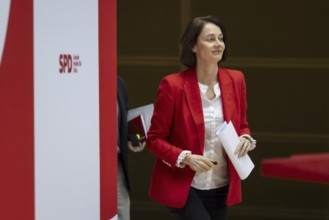 Katarina Barley, SPD lead candidate for the European elections, at a press conference in Berlin, 12