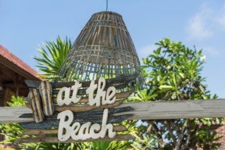 Sign on the beach, beach, beach club, restaurant, beach holiday, symbol, symbolic, summer, sun,