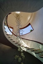 Staircase, interior view, cactus garden, Jardin de Cactus, designed by the artist César Manrique,