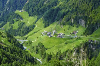 Picturesque mountain landscape and view over the Passeier Valley above Rabenstein, moss in