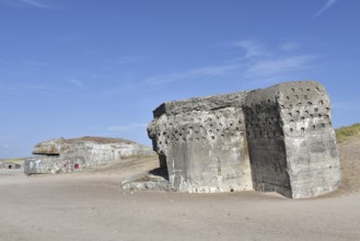 Bunker, Botonbunker of the Atlantic Wall in Denmark on the beach of Jutland