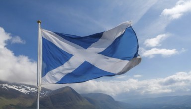 The flag of Scotland flutters in the wind