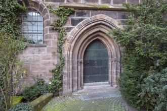 Pointed arched, stepped entrance portal, west entrance to St Klara Church, Königstraße 66,