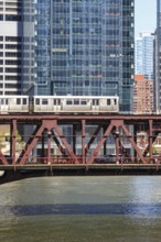 Chicago L Elevated elevated metro railway on a bridge public transport in Chicago, USA, North