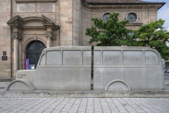 The concrete bus in Erlangen commemorates the Nazi murders during the Nazi era, temporary memorial