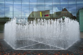 The Hexagonal Water Pavilion by Jeppe Hein, 2007, in front of the Neues Museum, Nuremberg, Middle