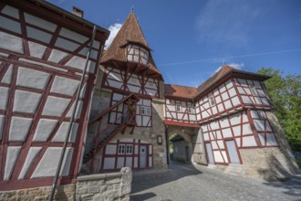 Rödelseer Tor, built in the 13th century, part of the town fortifications of Iphofen, Lower