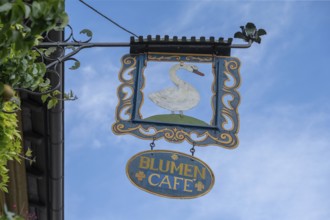 Nose sign of a café, Iphofen, Lower Franconia, Bavaria, Germany, Europe