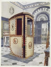 Furniture around the turn of the century 1900, Painted and lacquered sedan chair with domed top