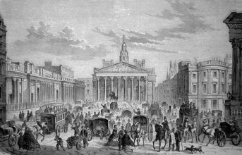 The Bank of London, Royal Exchange and Mansionhouse, England, in 1880, Historical, digital