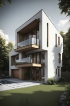 Three dimensional render of a modern ecological real estate residential house, AI gnerated, AI