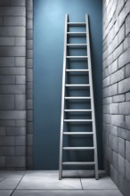 Three dimensional render of ladder leaning against a wall, AI generated