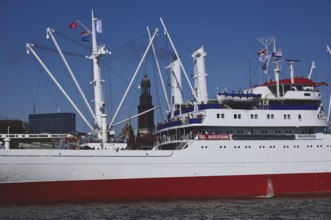 Europe, Germany, Hamburg, harbour, Cap San Diego, museum ship, cargo ship, bridge and tower of the