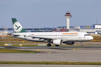 An Airbus A320 aircraft of Freebird Airlines with the registration TC-FHK at the airport in