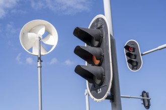 A mini wind power plant in the small Dutch town of Haarlemmermeer supplies the traffic lights at a