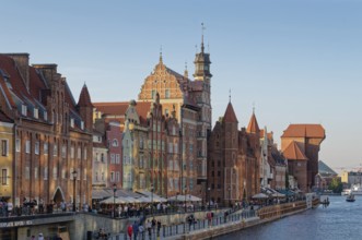 The harbour district on the Motlawa, Motlawa, in the city centre of Gdansk. Gdansk, Pomerania,