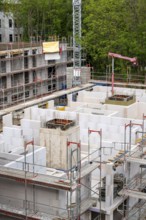 Building site, new construction of apartment blocks, shell construction, Essen, North