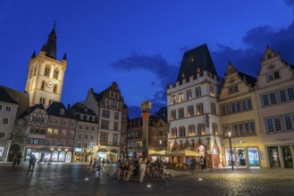 Houses, skyline on the main market square in the city centre of Trier, Rhineland-Palatinate,