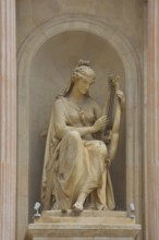 Sculpture with lyre at the opera built in 1862, woman, sitting, lyre, musical instrument, stringed