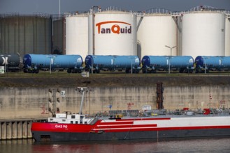 Duisport, Ruhrort harbour, oil island, TanQuid tank farm, for mineral oil products, chemical