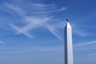 The Hoheward spoil tip, main part of the Hoheward Landscape Park, obelisk of the sundial, Herten,