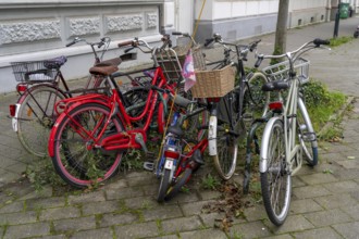 Bicycle car park, parking space, in Düsseldorf Unterbilk, residential area, North Rhine-Westphalia,