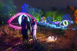 Parkleuchten, event in winter, in the Grugapark in Essen, many different light installations,