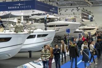 Motorboats at BOOT 2024, the world's largest yacht and water sports trade fair in Düsseldorf, North