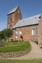 St. Johannis Church at the cemetery, Friesendom, Nieblum, Föhr, North Sea island, North Frisia,