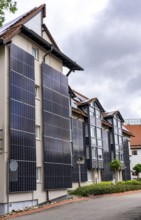 Solar façade, photovoltaic elements on a building façade, hotel in Herrenberg, large PV modules