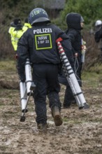 2nd day of the eviction of the Lützerath hamlet, occupied buildings of the former farm, by climate