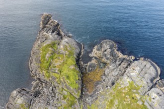 Aerial view of an automated lighthouse at the sea, Hamn i Senja, Senja, Senja island, Norway,