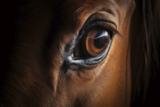 Close up of horse eye. AI generated
